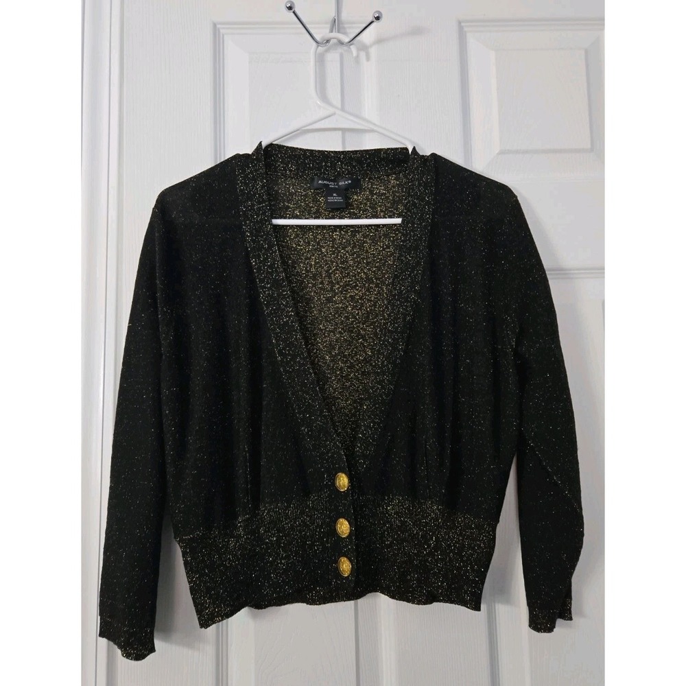 August Silk Womans Long Sleeve Sweater Size XL Black & Gold